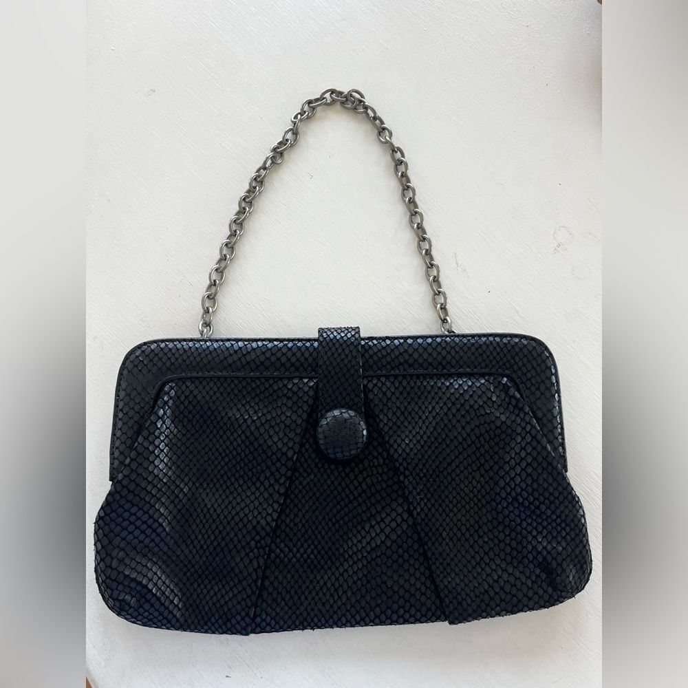 MONSAC Elegant Black Chain Handle Clutch; NWOT!
